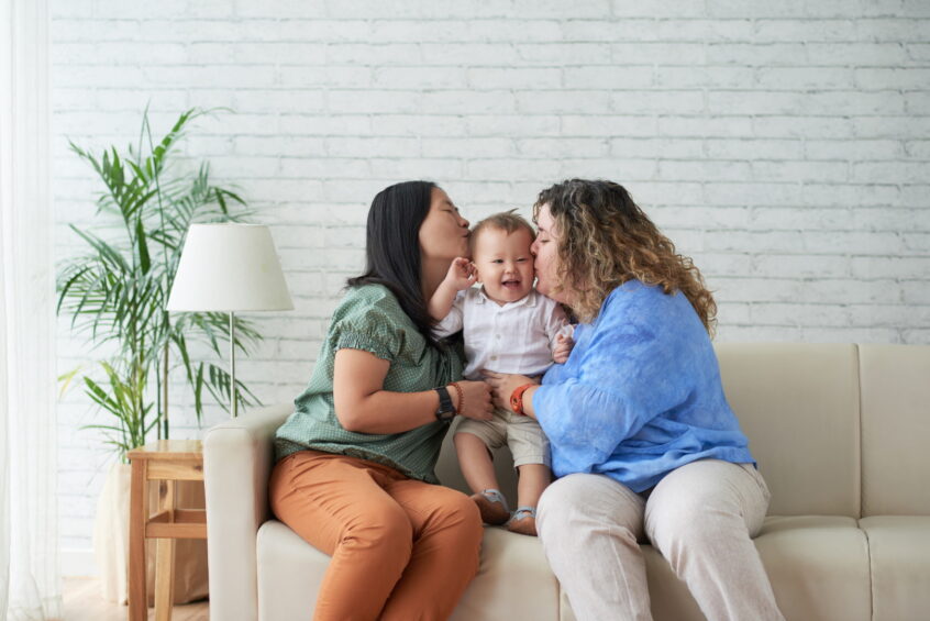 lgbtq step-parent adoption - two mothers with their son