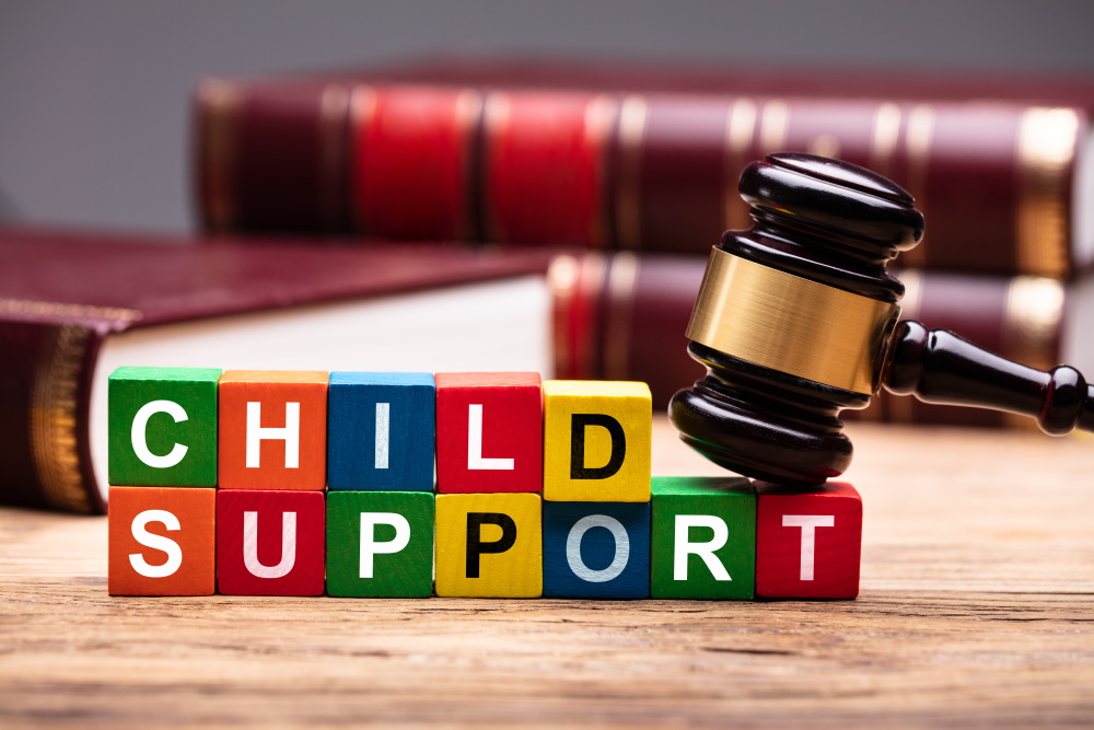 child support blocks with gavel